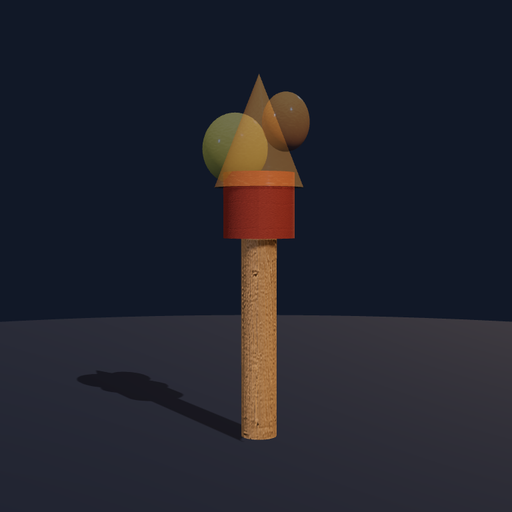 Generated view of glowing wooden torch