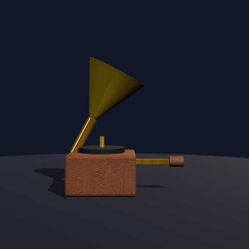 Generated view of Brass-Horn Wooden Gramophone